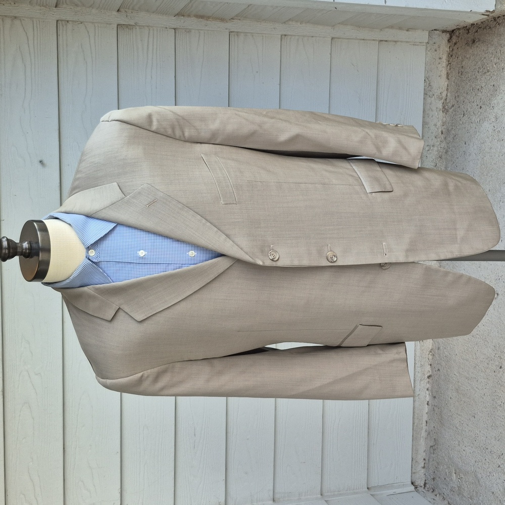 CORNELIANI Italy Super 120s Wool Tan Beige Sz 42 L Mens‎ Sport Coat Blazer VTG